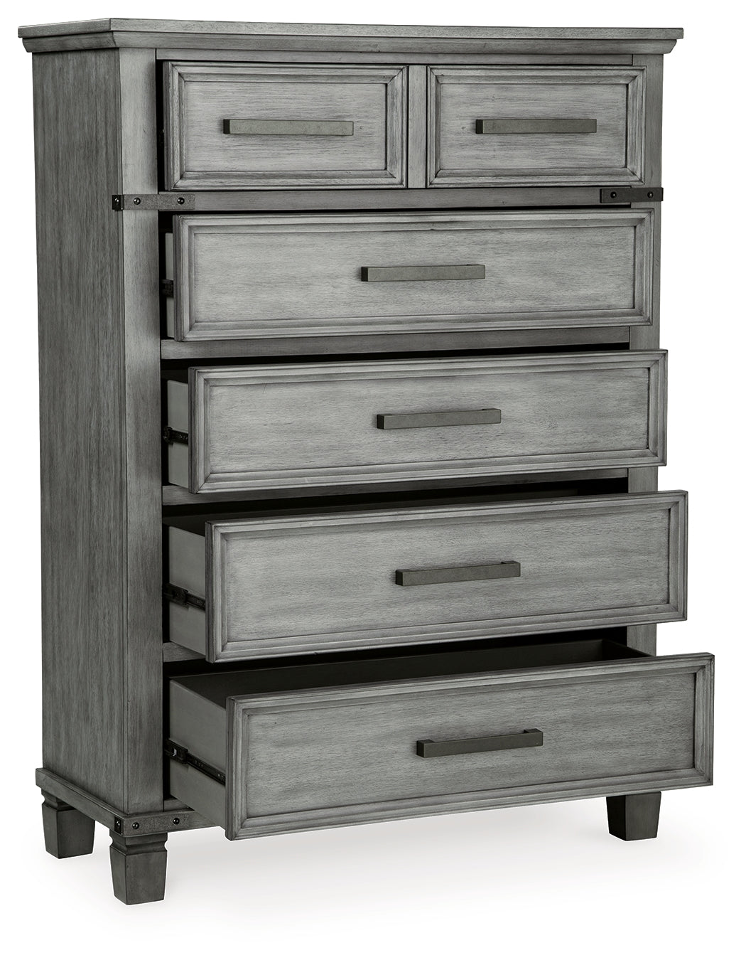 Russelyn Gray Queen Panel Storage Bedroom Set with Dresser, Mirror, Chest and 2 Nightstands