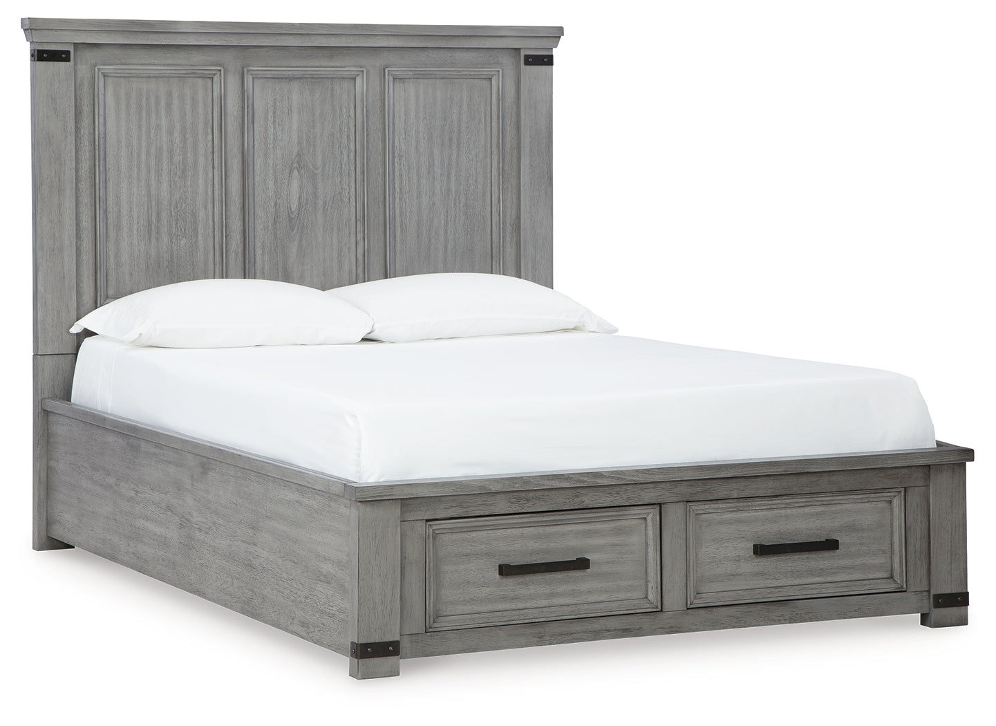 Russelyn Gray Queen Panel Storage Bedroom Set with Dresser, Mirror and Nightstand