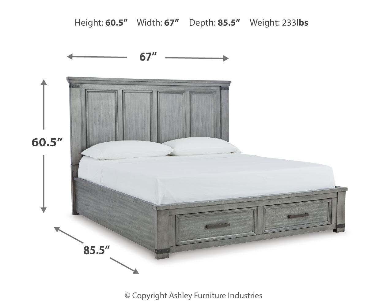 Russelyn Gray Queen Panel Storage Bedroom Set with Dresser, Mirror and Nightstand