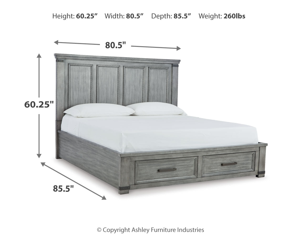 Russelyn Gray King Panel Storage Bedroom Set with Dresser, Mirror and 2 Nightstands