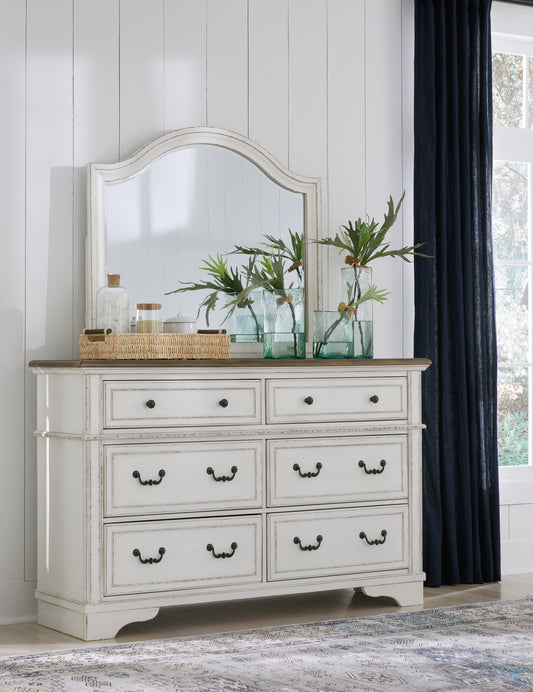 Brollyn Chipped White Dresser and Mirror