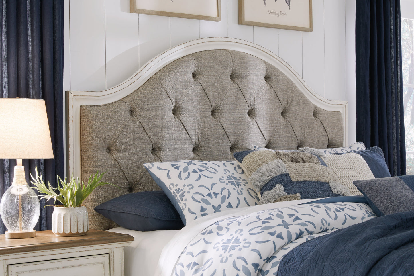 Brollyn Two-tone California King Upholstered Panel Bed