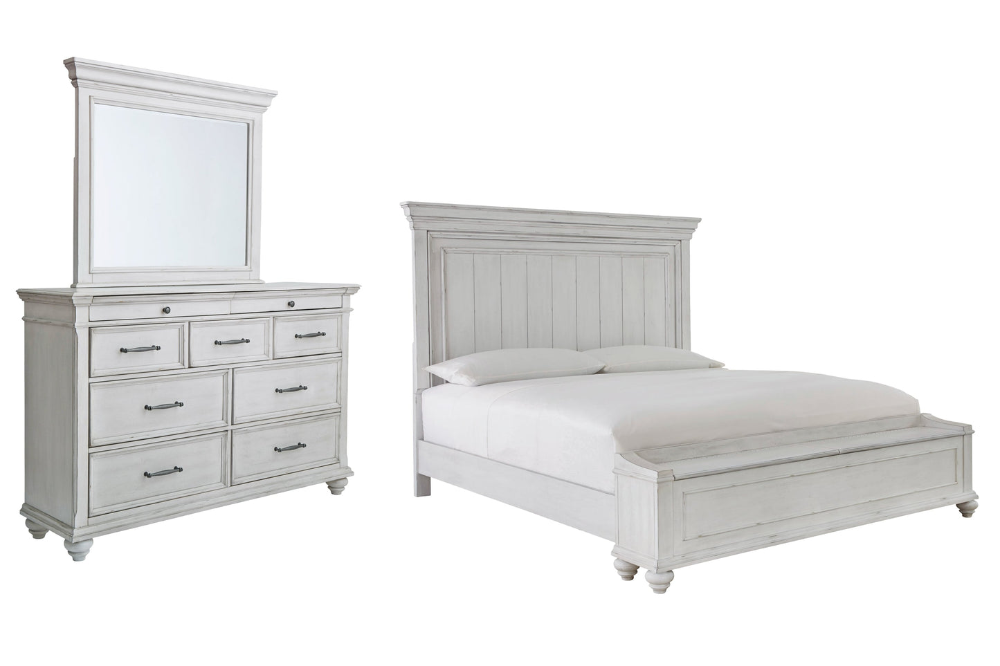 Kanwyn King Panel Bedroom Set with Storage, Dresser and Mirror