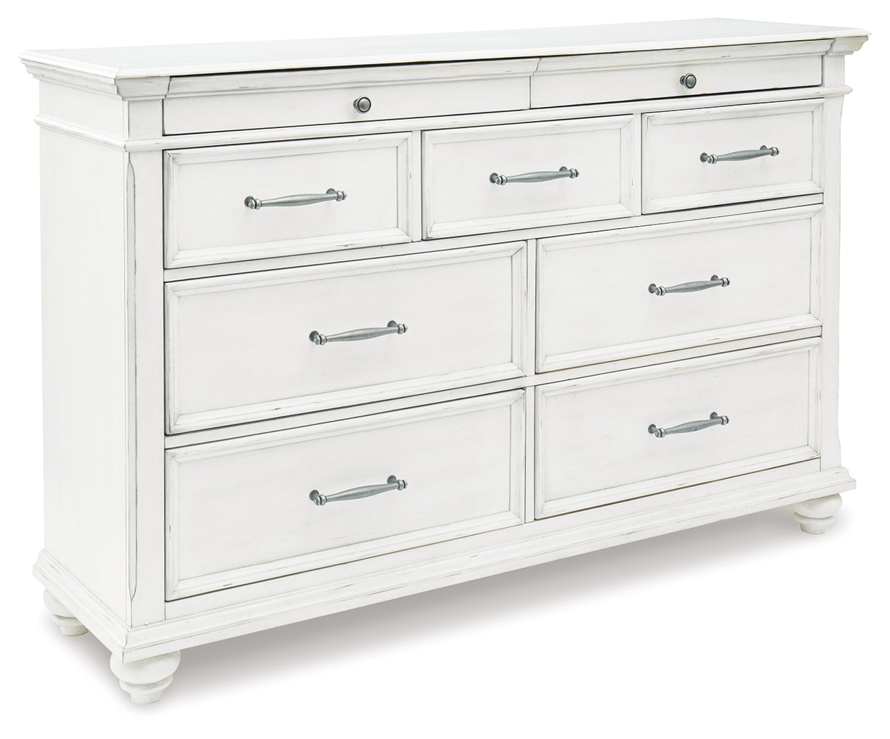 Kanwyn Whitewash King Storage Panel Bedroom Set with Dresser