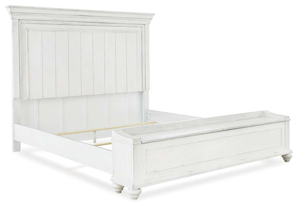 Kanwyn Whitewash Queen Panel Bedroom Set w/ Storage Bench / 5pc