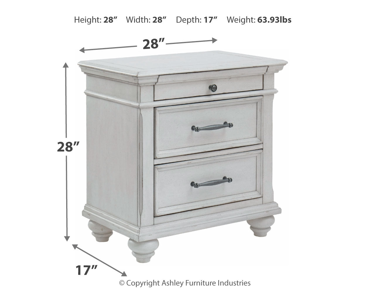 Kanwyn Whitewash Queen Upholstered Panel Bedroom Set with Dresser, and Nightstand