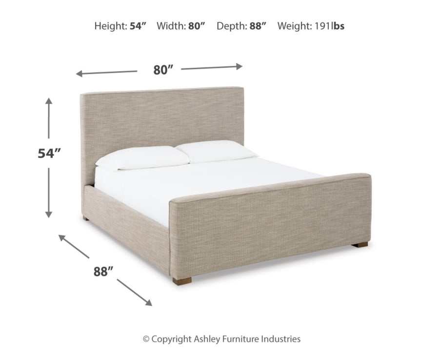 Dakmore Oatmeal Queen Upholstered Bed