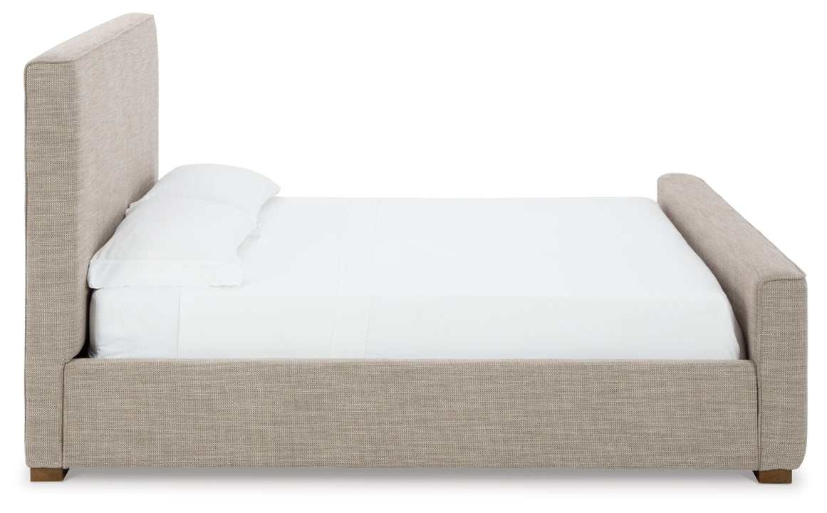 Dakmore Oatmeal Queen Upholstered Bed