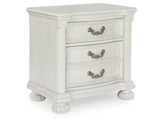 Montelaine Antique White Three Drawer Nightstand - Ornate Home