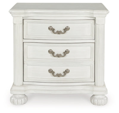 Montelaine Antique White Three Drawer Nightstand - Ornate Home