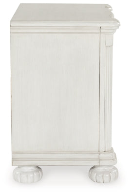 Montelaine Antique White Three Drawer Nightstand - Ornate Home