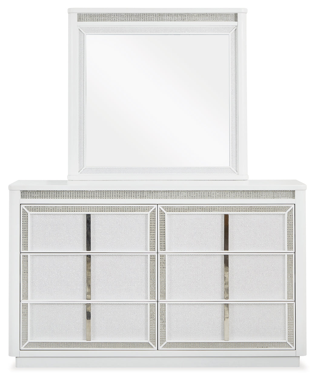 Chalanna White Dresser and Mirror