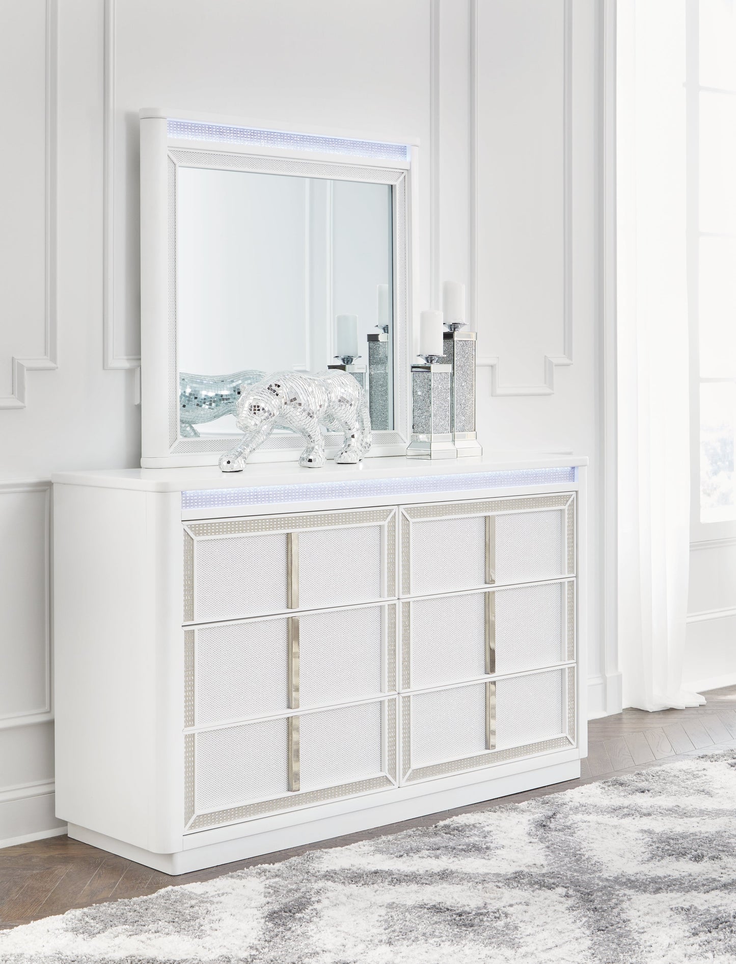 Chalanna White Dresser and Mirror