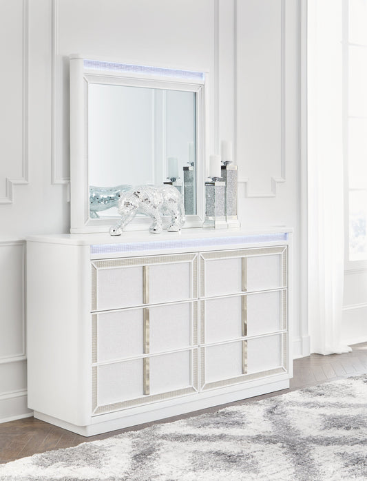 Chalanna White Dresser and Mirror