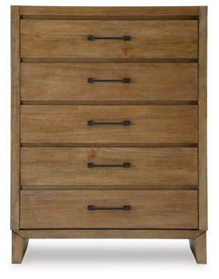 Sherbana Light Brown Five Drawer Chest - Ornate Home