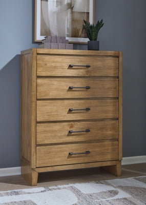 Sherbana Light Brown Five Drawer Chest - Ornate Home