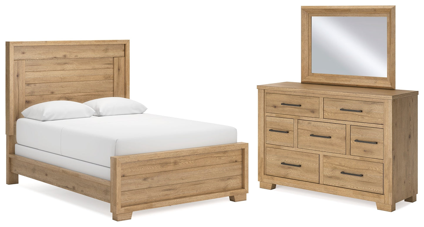 Galliden Brown Queen Panel Bedroom Set with Dresser and Mirror