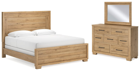 Galliden Brown King Panel Bedroom Set with Dresser and Mirror