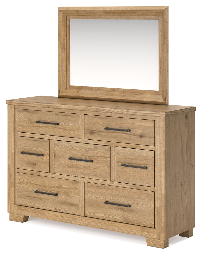 Galliden Brown King Panel Bedroom Set with Dresser and Mirror