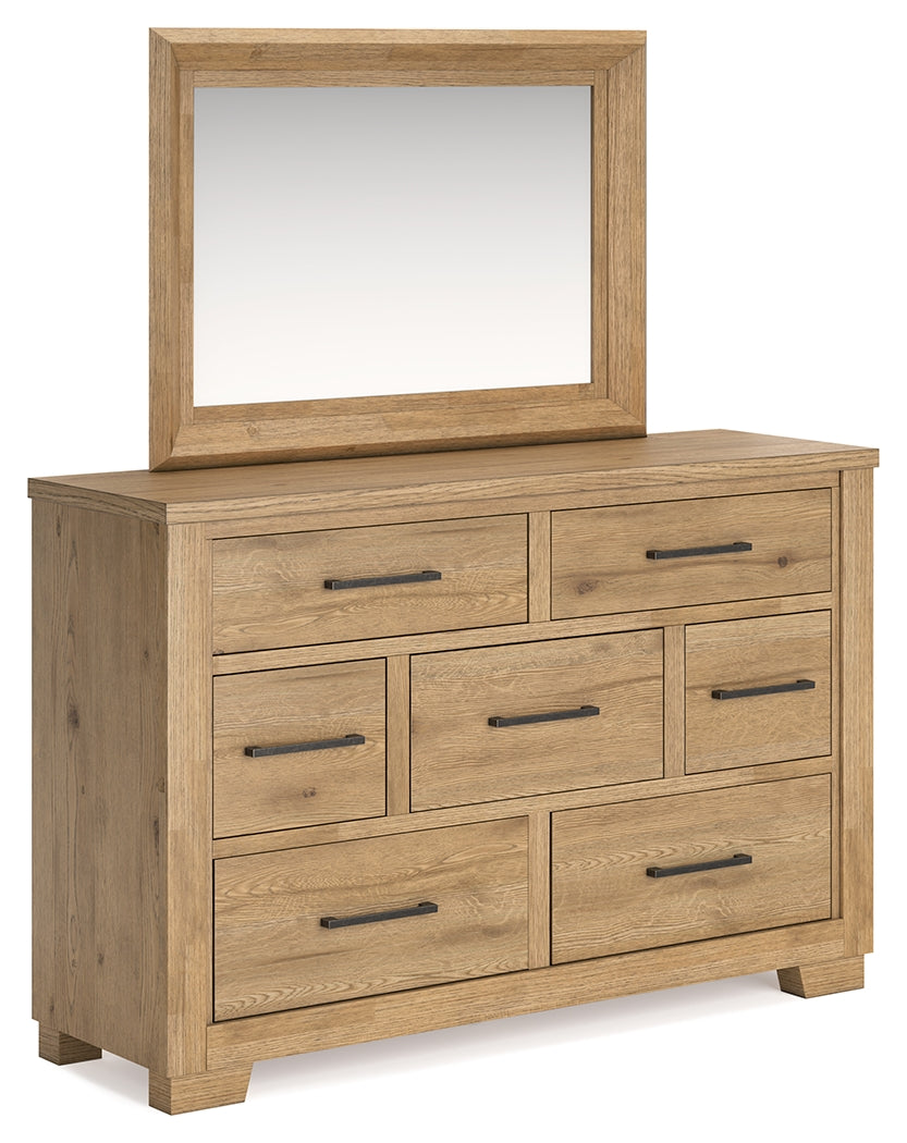 Galliden Brown King Panel Bedroom Set with Dresser and Mirror