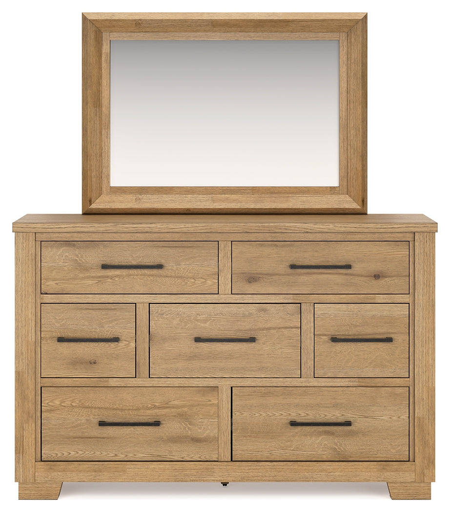 Galliden Brown California King Panel Bedroom Set with Dresser and Mirror