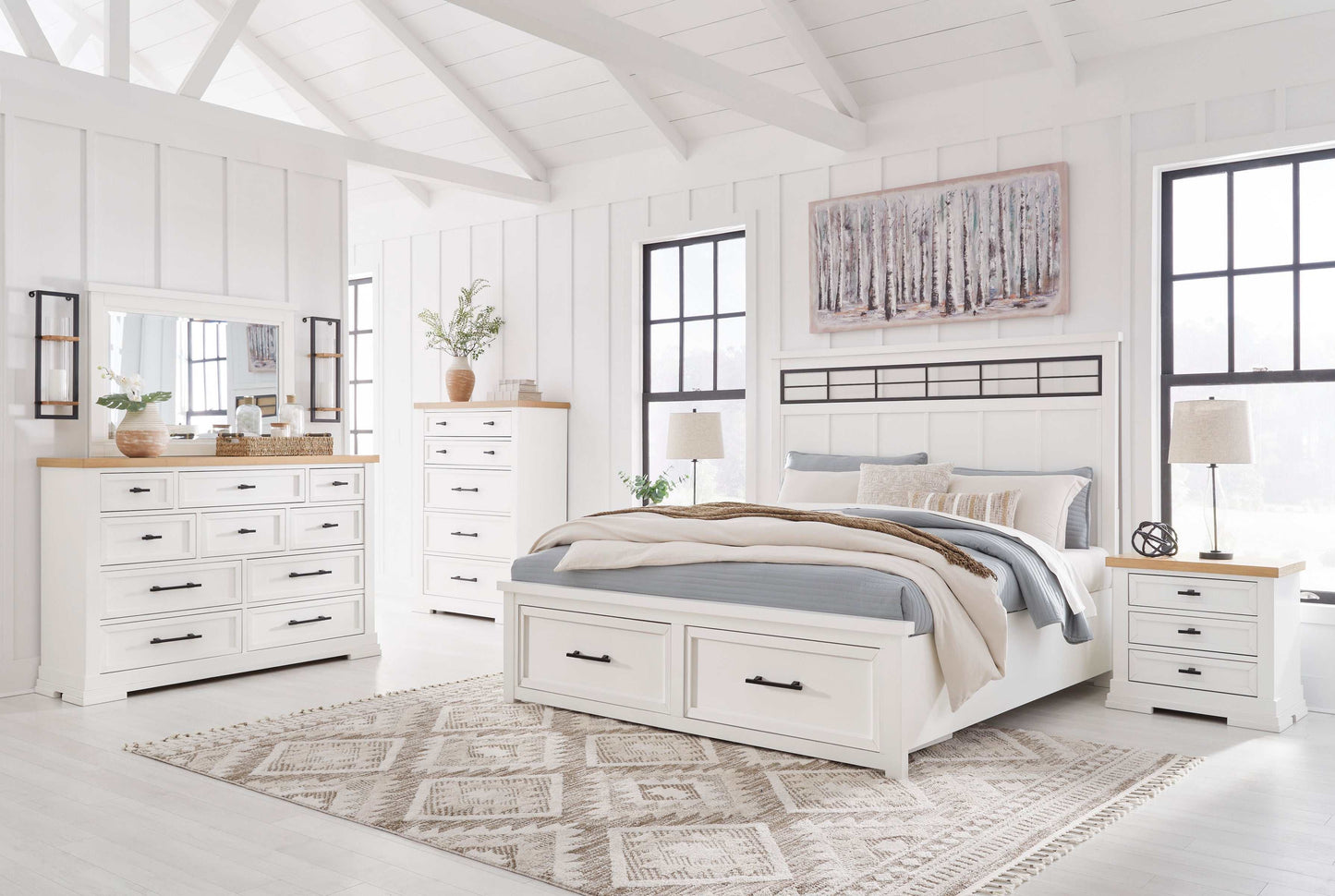 Ashbryn White/Natural Dresser w/ 10 Drawers