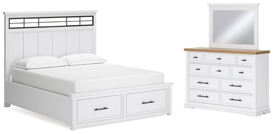 Ashbryn California King Panel Storage Bedroom Set with Dresser and Mirror