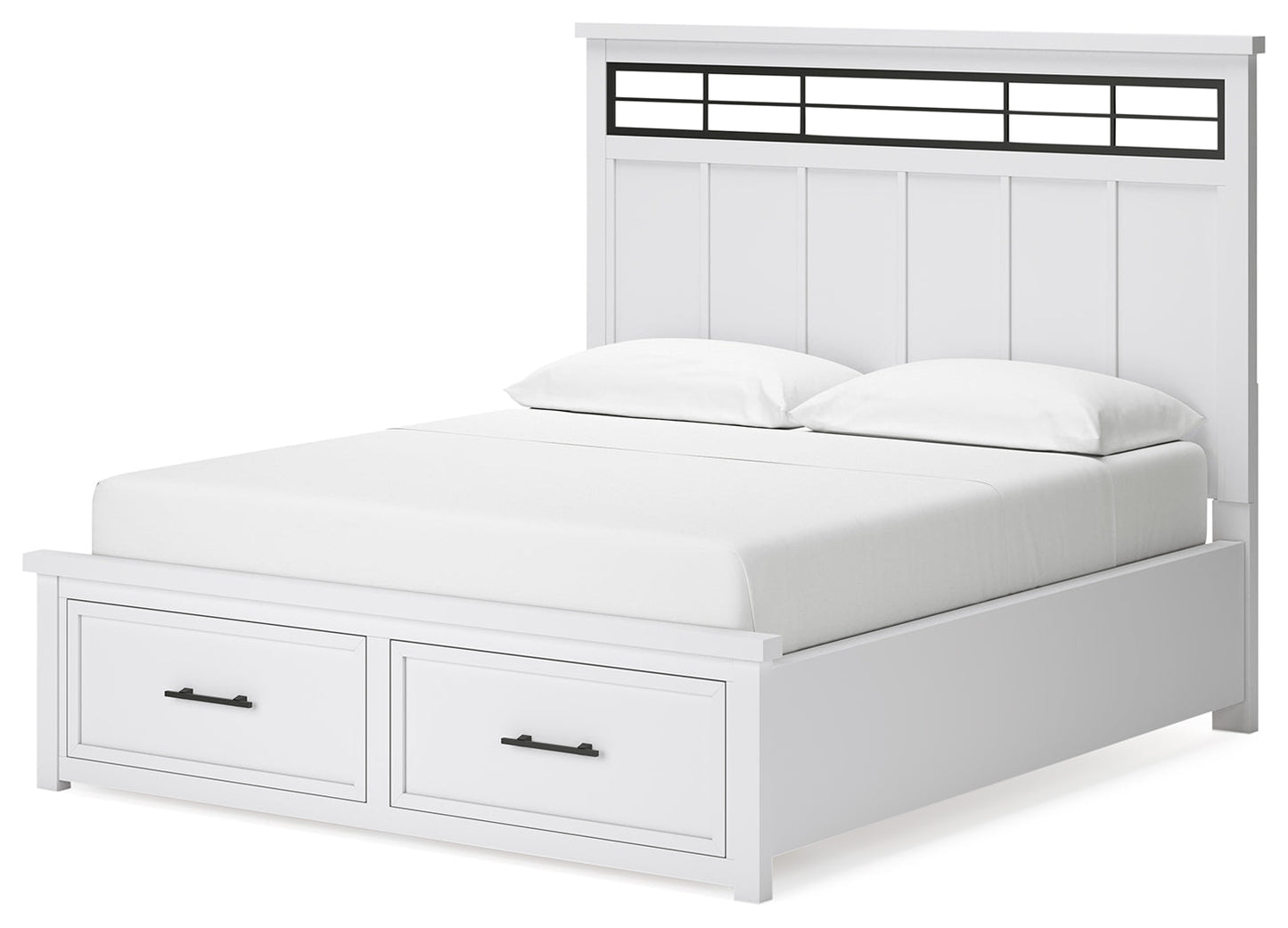 Ashbryn White/Natural California King Panel Storage Bed