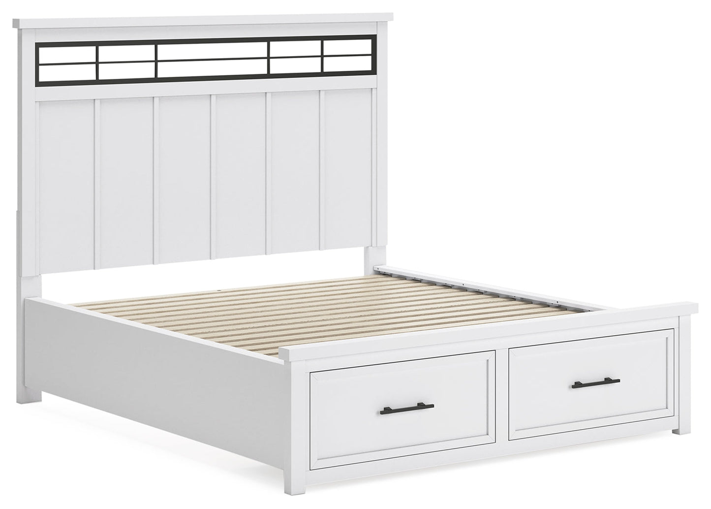 Ashbryn White/Natural California King Panel Storage Bed