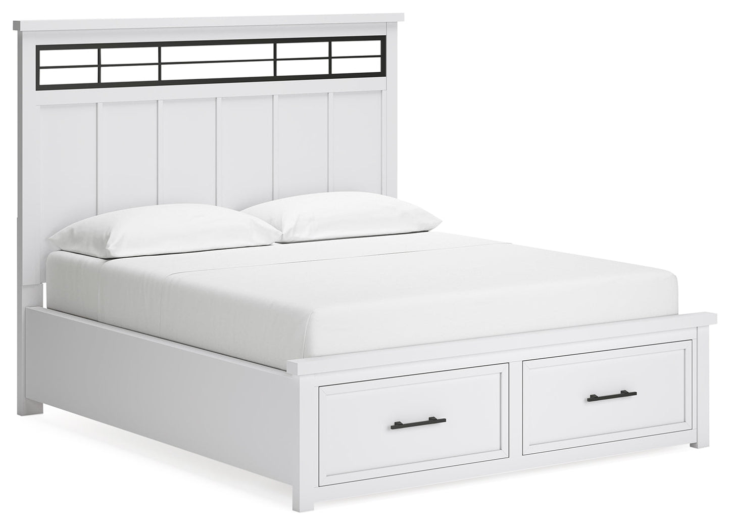 Ashbryn White/Natural California King Panel Storage Bed