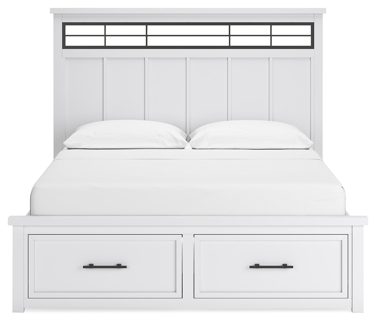 Ashbryn White/Natural California King Panel Storage Bed