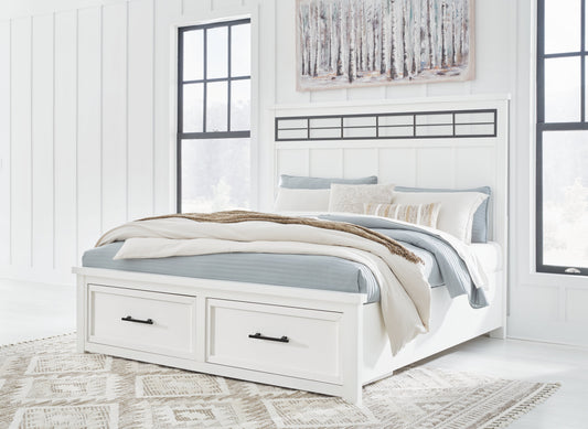 Ashbryn White/Natural King Panel Storage Bed