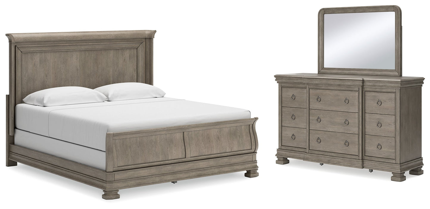 Lexorne King Sleigh Bedroom Set with Dresser and Mirror