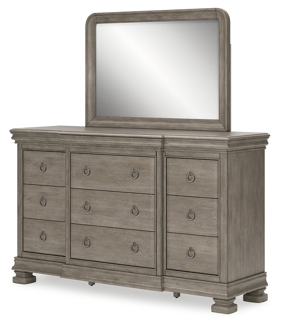 Lexorne Gray Dresser and Mirror