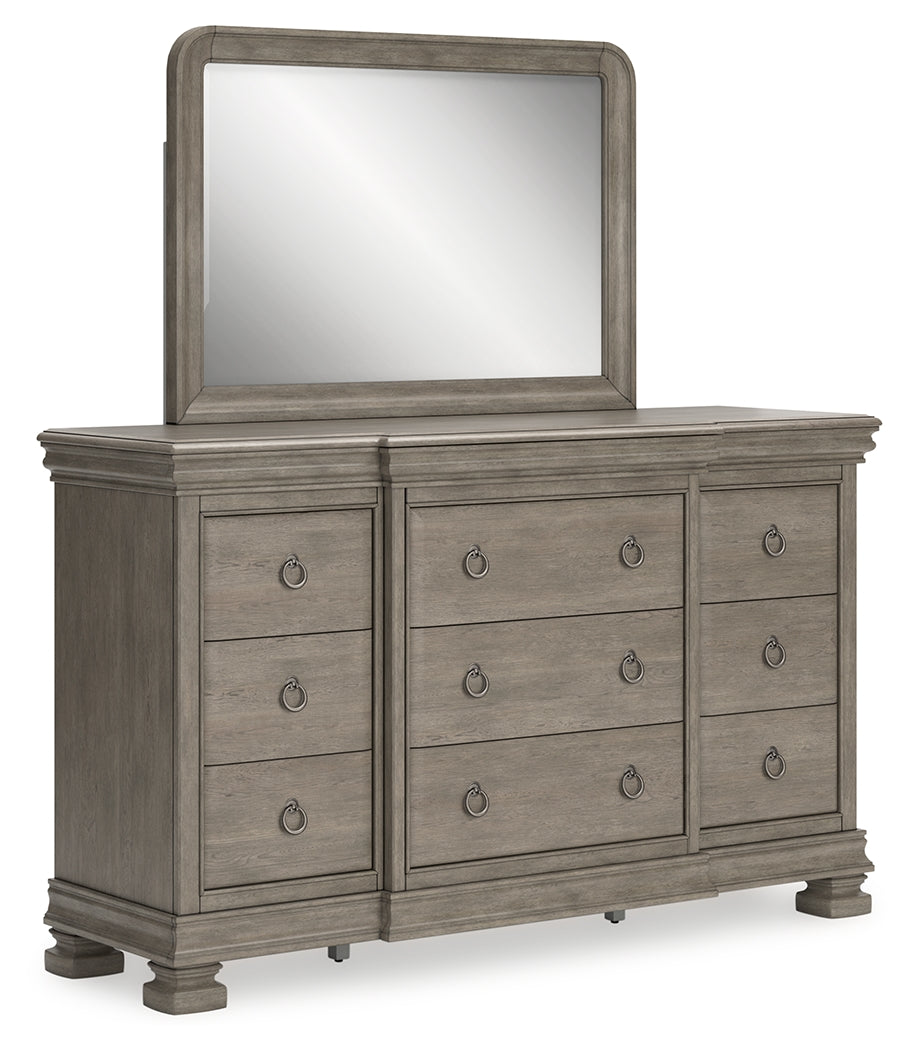 Lexorne Gray Dresser and Mirror