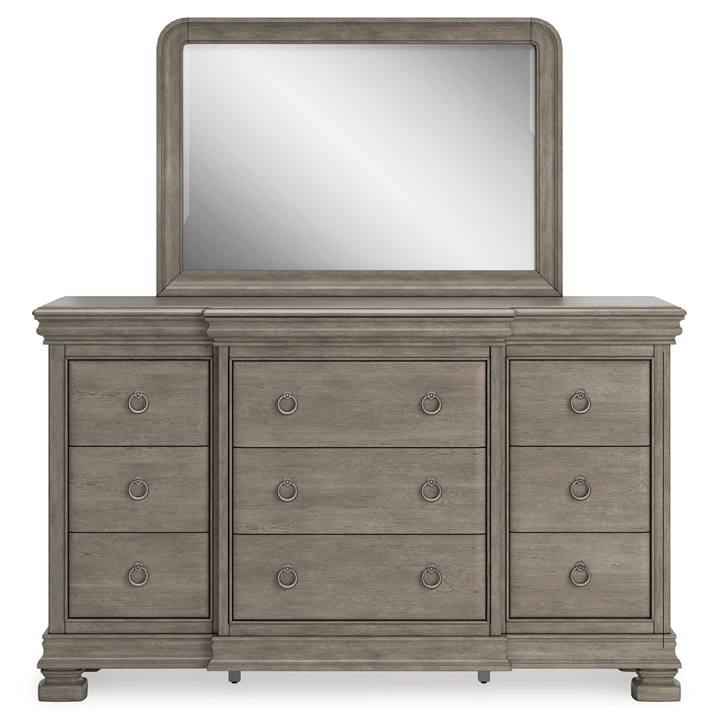 Lexorne Gray Dresser and Mirror