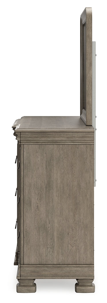 Lexorne Gray Dresser and Mirror