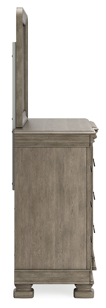 Lexorne Gray Dresser and Mirror