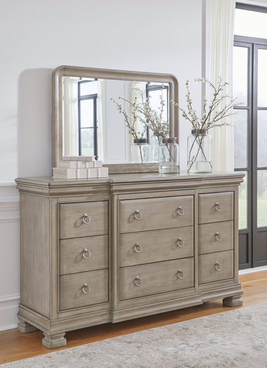 Lexorne Gray Dresser and Mirror