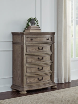 Ardenfield Light Brown Five Drawer Chest - Ornate Home