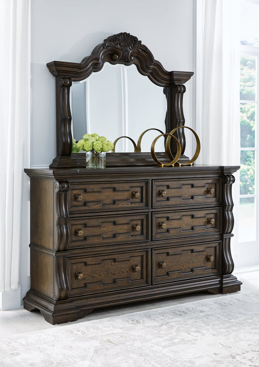 Maylee Dark Brown Dresser and Mirror