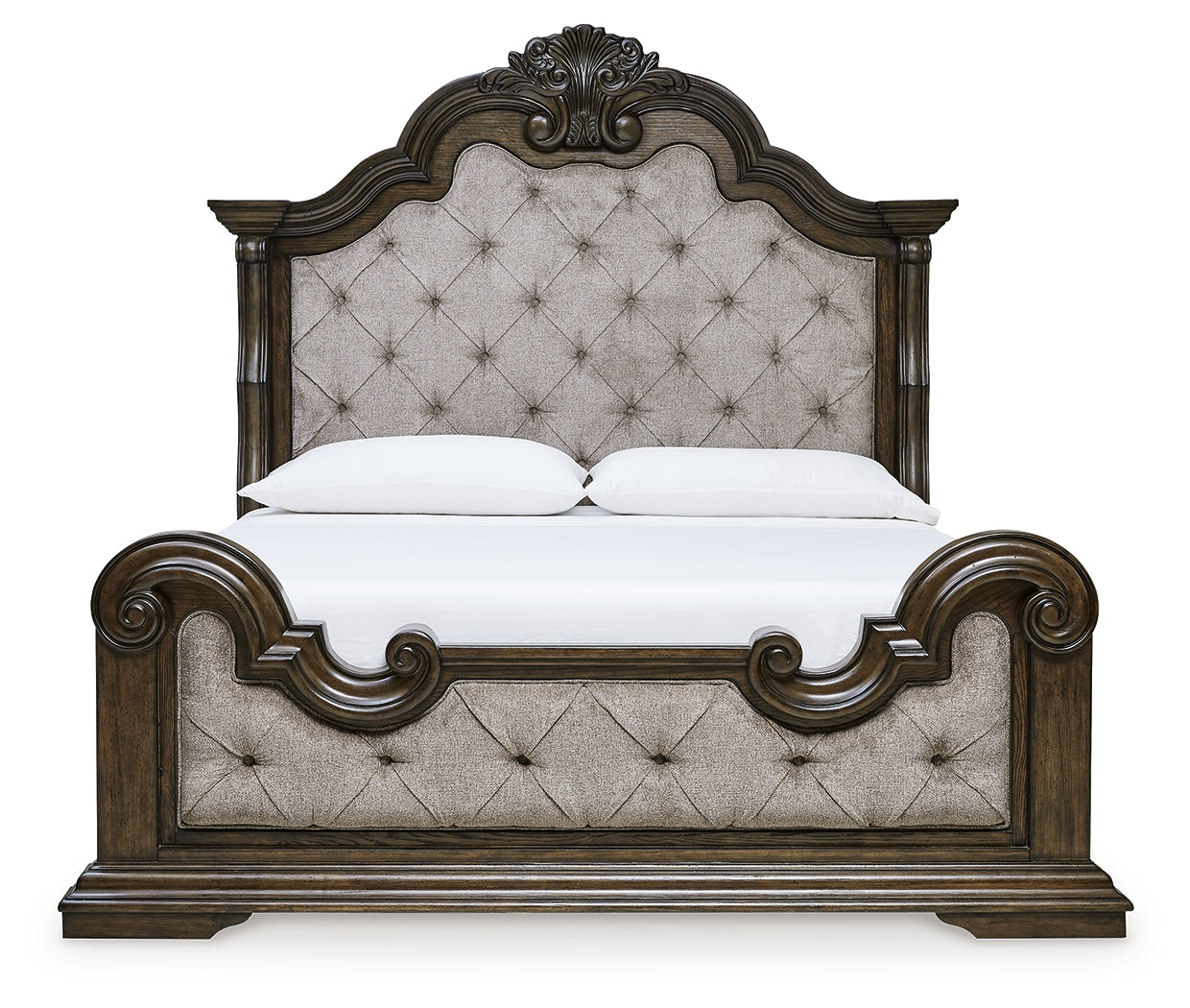 Maylee California King Upholstered Bedroom Set with Dresser and Mirror