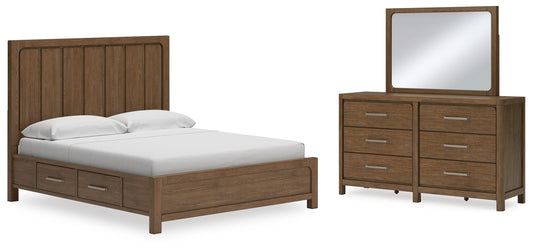 Cabalynn California King Panel Bedroom Set with Storage, Dresser and Mirror