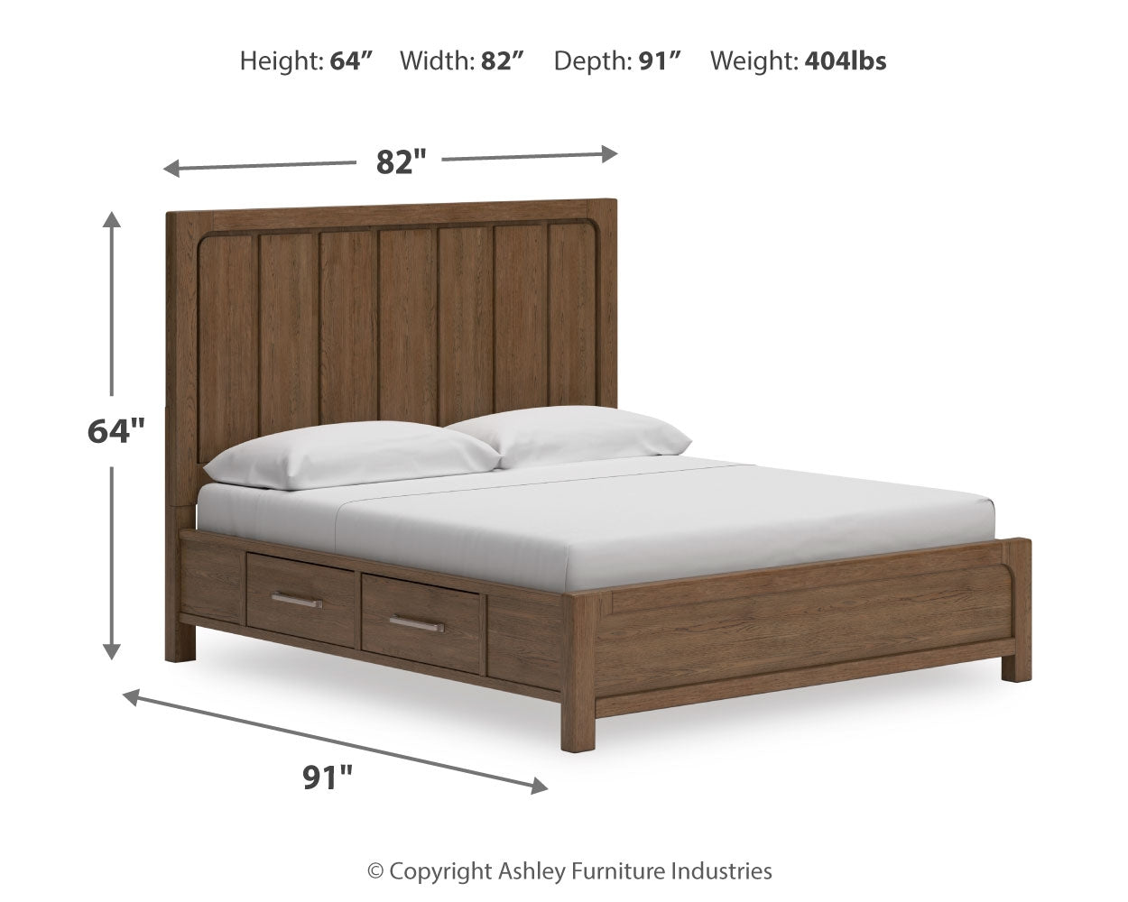 Cabalynn California King Panel Bedroom Set with Storage, Dresser and Mirror