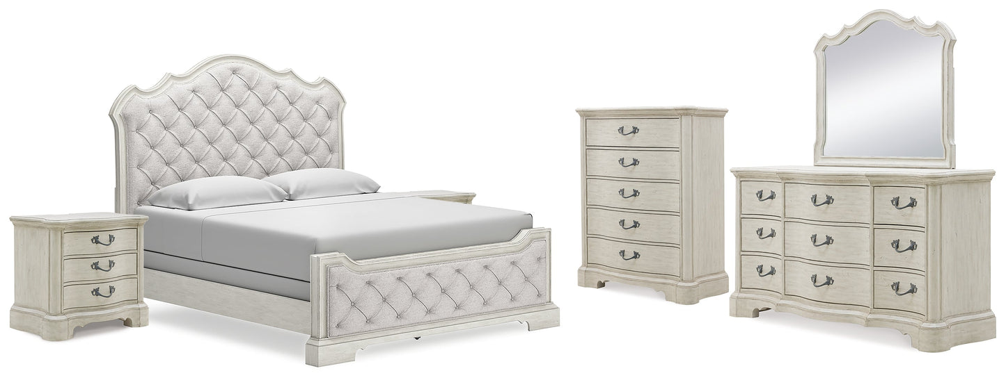 Arlendyne King Panel Bedroom Set with Dresser, Mirror, Chest and 2 Nightstands