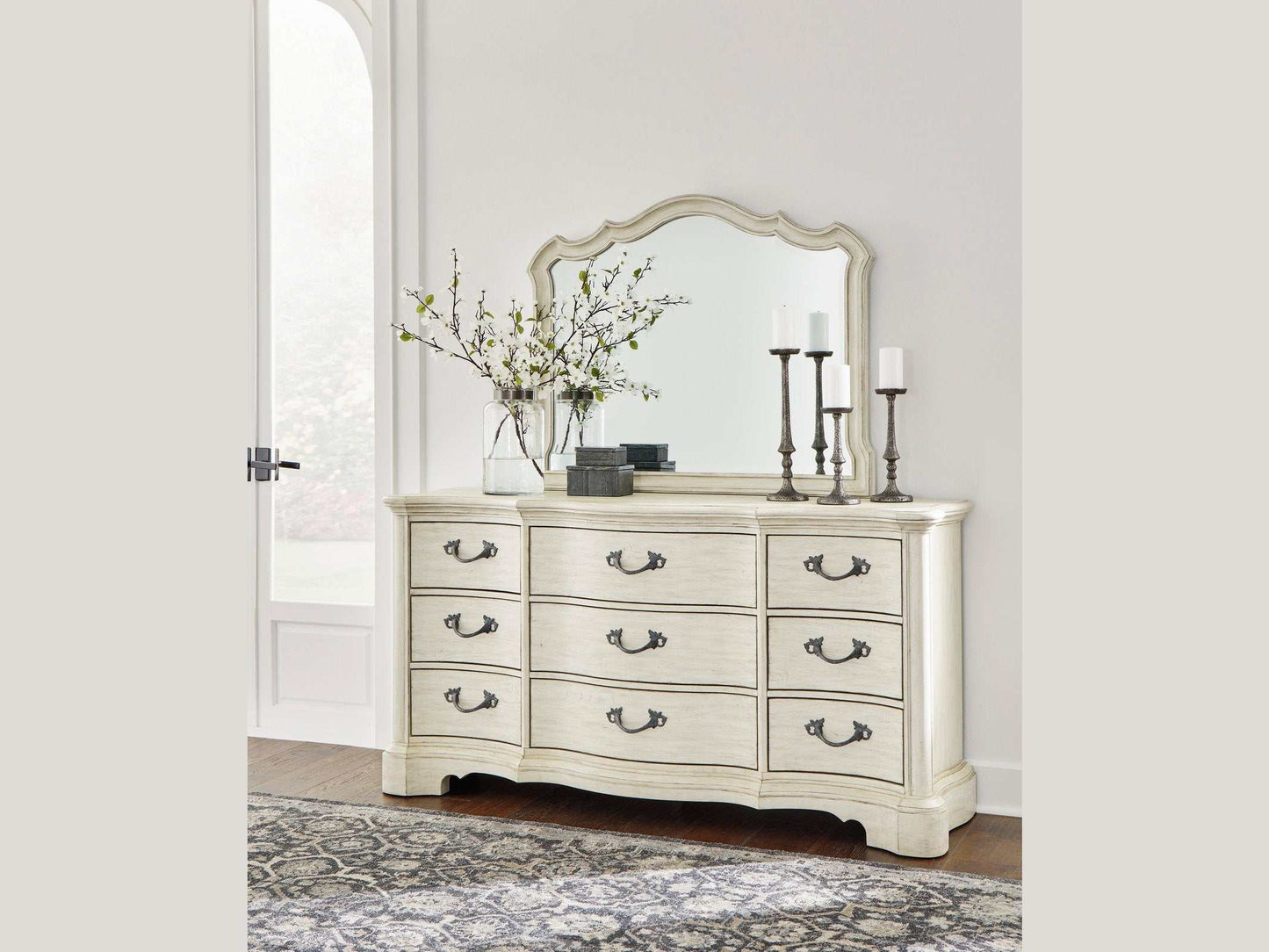 Arlendyne Antique White Dresser & Mirror