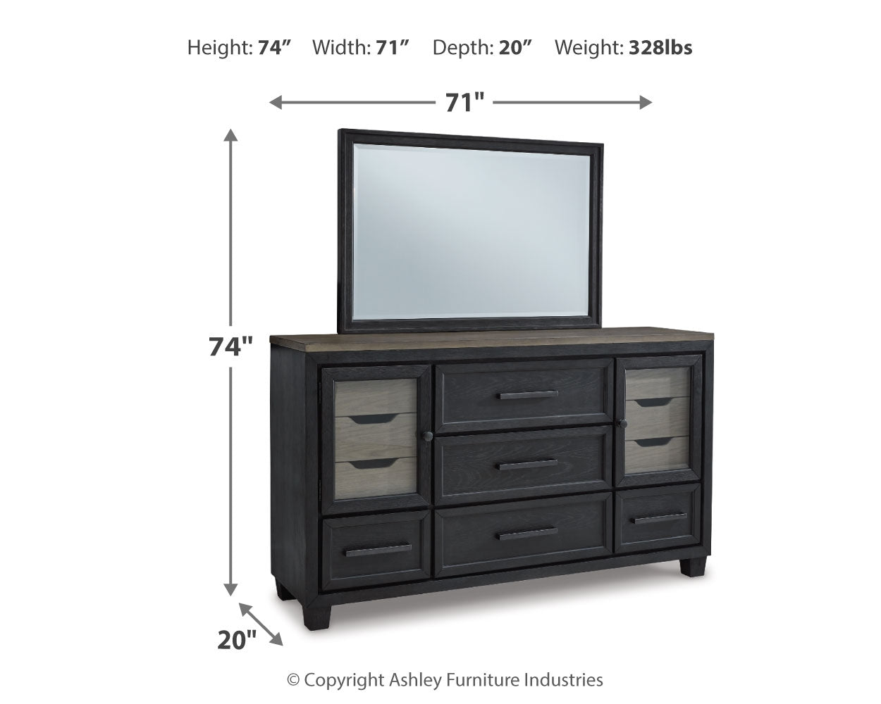 Foyland King Panel Storage Bedroom Set with Dresser and Mirror