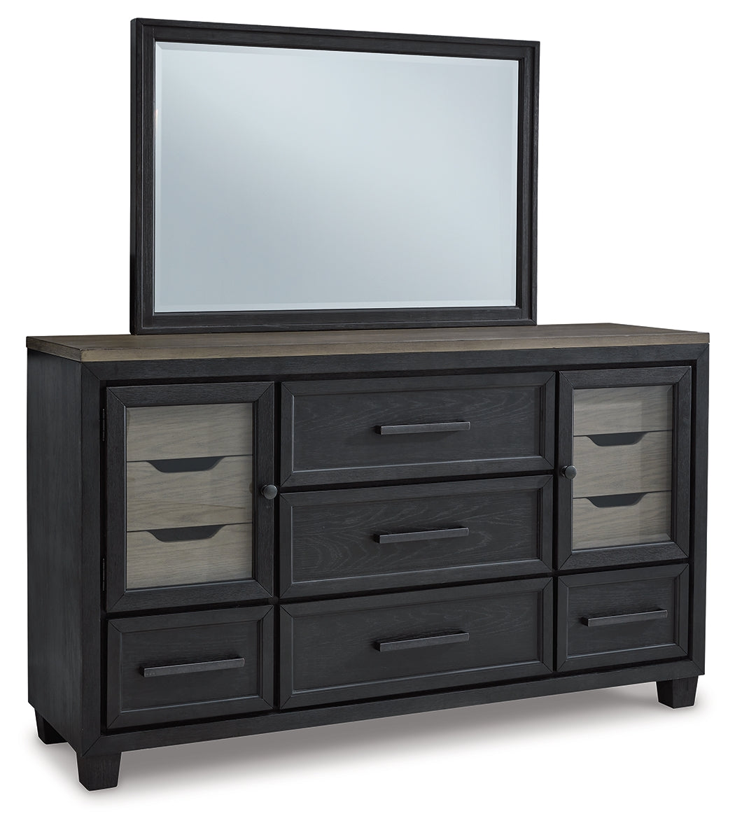 Foyland King Panel Storage Bedroom Set with Dresser and Mirror