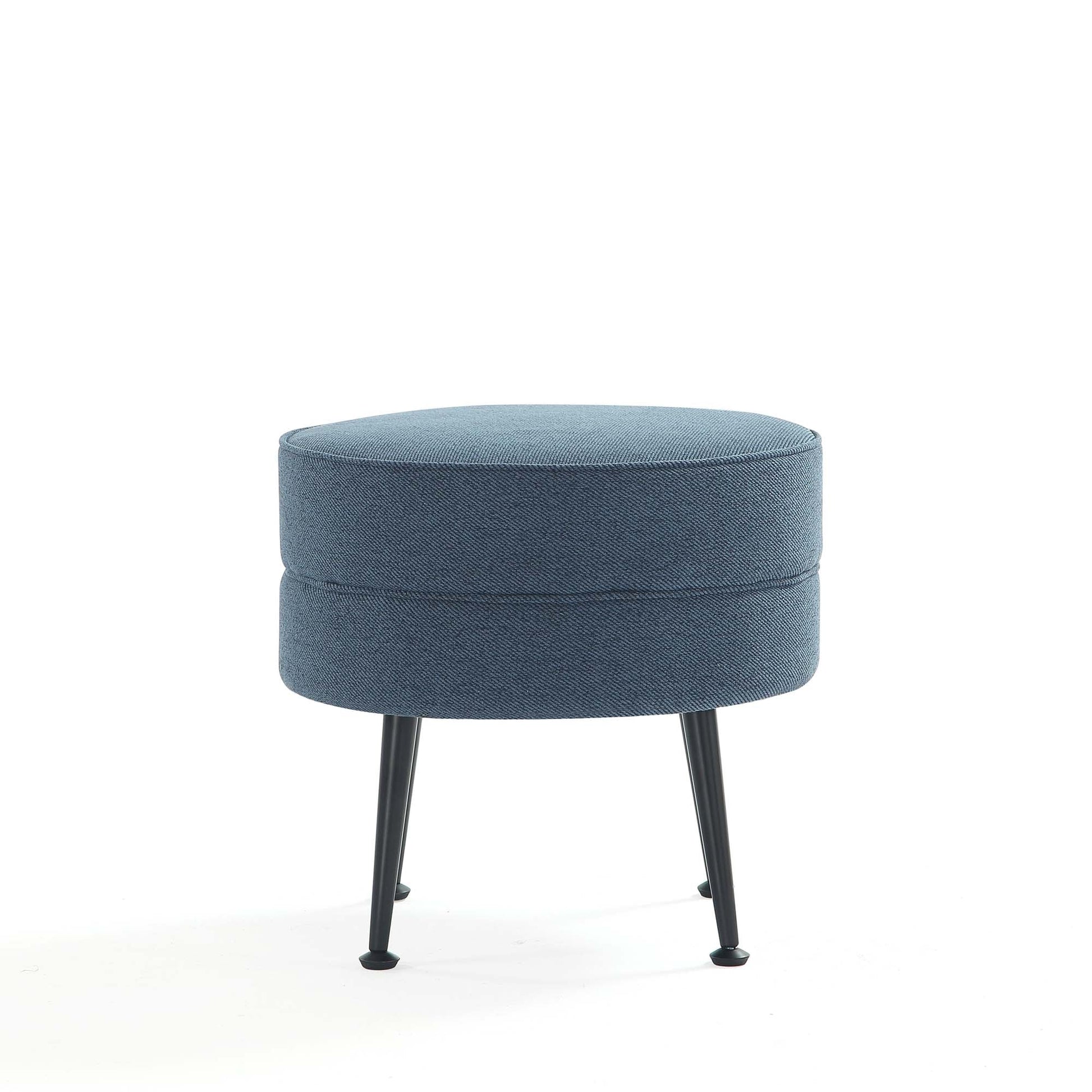Bailey Ottoman in Blue with Black Feet - Ornate Home