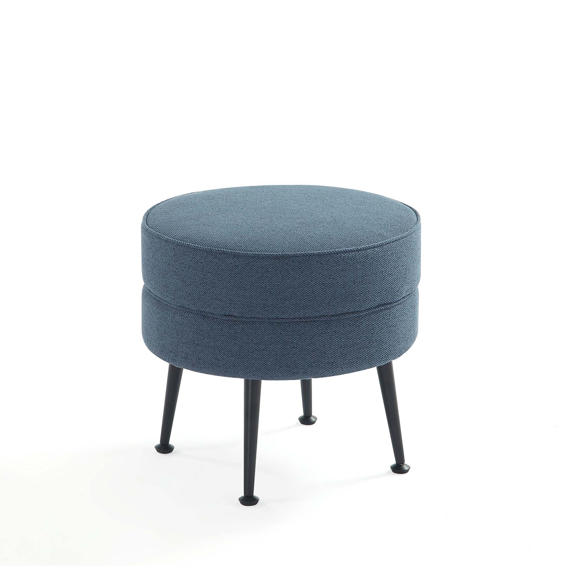 Bailey Ottoman in Blue with Black Feet - Ornate Home